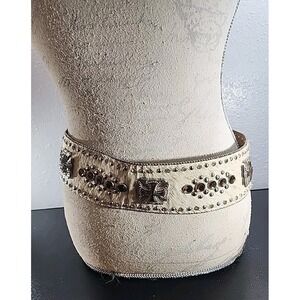 Vtg Atlas Wholesale Rhinestone Wide Hip Belt Cowgirl Bling Leather Cross Hair-on